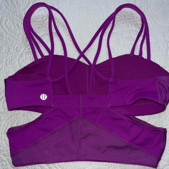 LULULEMON EXQUISITE CUT OUT STRAPPY BRA ULTRA VIOLET PINK PURPLE COLOR SIZE 6 - Picture 5 of 6